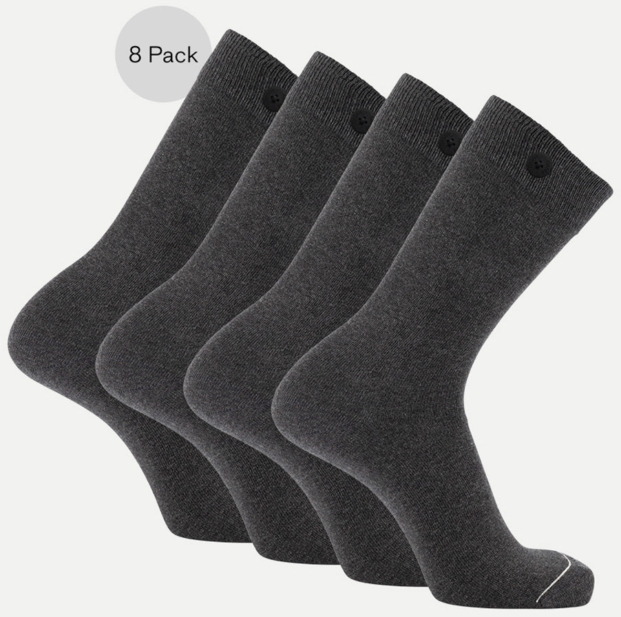 8 Pack 100% Organic Cotton Basic Men's and Women's Socks Dark Grey – QNOOP